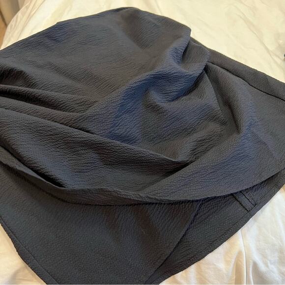 Zara NWT Faux Wrap Ruched Textured Mini Skirt sz L Black - Picture 6 of 11